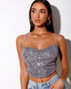 Image de Laxmi Crop Top in Drape Sequin Silver