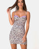 Image de la robe Lesty en satin animal avec dentelle lilas