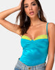 Image de Letta Bodice in Aqua with Lime Lace