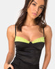 Image de Letta Bodice in Satin Black with Lime Lace Trim