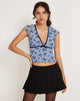 Image de Livi Mesh Top in Light Blue and Navy Botanist Flocking