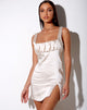 Image de la mini robe Lorin en satin Ivoire