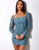 Image de Marilla Long Sleeve Dress in Love Bloom Grey and Blue Flock