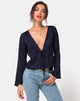 Image de Merida Blouse in Satin Rose Navy