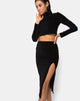 Image de Cheri Midi Skirt in Rib Black