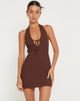 Image de Mogi Mini robe dos nu en tricot côtelé chocolat