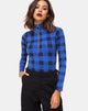 Image de Molaka Bodice Highneck en Tartan Blue