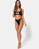 Image de la culotte de bikini Mozu en noir côtelé