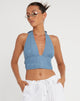 image de Nanda Halter Top in Denim Stone Wash Blue