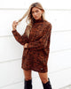Image de Neivie - Pull à col roulé en tricot tigré - Marron