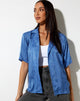 Image de Nikra Chemise en satin Zebra Bleu Bonnet
