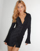 Image de Mini robe boutonnée Nitara en noir froissé