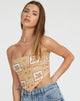 image de Nolda Crop Top in Picnic Print Brown