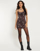 Image de Okami Mini robe dos nu en floral botanique marron