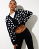 Image de l'Olina Cropped Cardi en tricot Black Daisy White