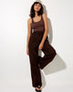 Image de Onfal Pantalon à jambes larges en Rami Chocolat amer