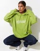 image de Oversize Hoodie in Leaf Green Different Embro White