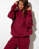Image of Oversize Hoodie in Burgundy Angel Embro