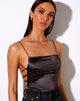 Image de Ozka Crop Top in Satin Dark Grey