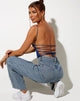 Image de Ozka Crop Top in Satin Navy
