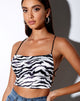 Image de Ozka Crop Top in Horizontal Zebra Black and White