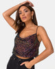 Image de Paima Strappy Top in Drape Net Sequin Iridescent Burgundy