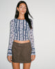 Image de Panca Mesh Cardi en Light Blue Black Botanist Flocking