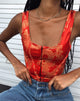Image de Elci Corset Top in Dragon Flower Red Gold