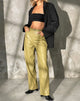 Image de Pantalon parallèle en PU vert feuille
