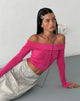 Image de MOTEL X JACQUIE Nasari Bardot Crop Top in Magenta