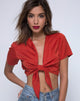 Image de la blouse Pilar en satin rouille