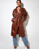 Image de Duster Longline Coat in Croc Pu Brown