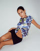 Top Sianda Crop Top in Abstract Watercolour Blue (bleu aquarelle abstraite)