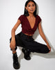 Image de Raeto Crop Top in Satin Rose Burgundy