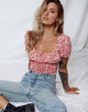 Image de Raquel Crop Top in Ditsy Butterfly Peach and Red
