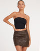 Image de la mini-jupe Bora en PU Patchwork Choco Brown