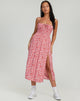 image de Jeyro Midi Dress in Ditsy Butterfly Peach and Red