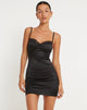 Image de la robe Lesty en noir avec dentelle noire