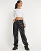 Image de marque de MOTEL X OLIVIA NEILL Pantalon parallèle en Pu Noir