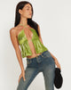 image de Runita Halter Top in Mini Sequin Lime Green