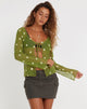 Image de Sujata Cardi en Vert Moss Custard Daisy Embro