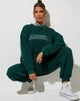 Image de Glo Sweatshirt en vert bouteille avec broderie d'ange en blanc