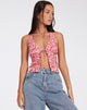 Image de Roula Halter Top in Ditsy Butterfly Peach Red
