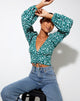 Image de Romina Long Sleeve Top in Floral Field Green