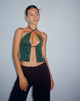 image de Runita Halter Top in Drape Sequin Forest Green