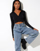 Image de Ryals Long Sleeve Top in Rib Black