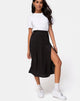 Image de la jupe midi Saika en satin Cheetah Black