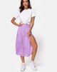 Image de la jupe midi Saika en satin rose Lilas