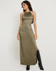 image de Salazar Maxi Dress dos nu en satin Dark Olive
