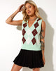 Image de Sami Vest Top in Argyle Green Cream and Brown